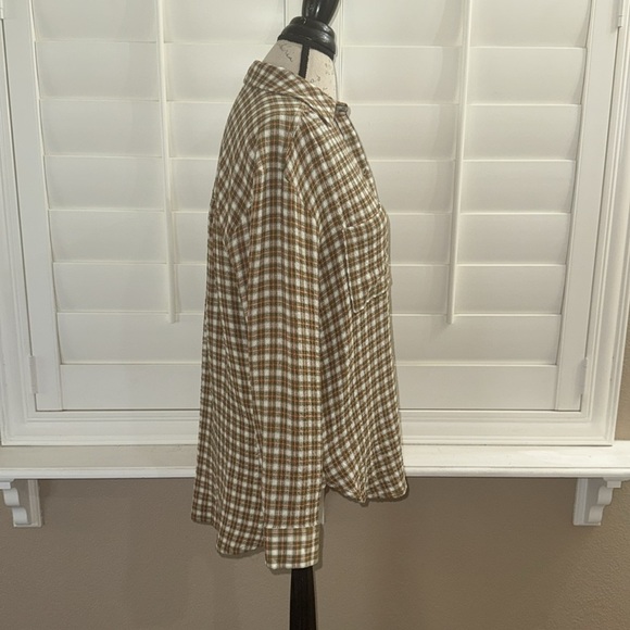 Pilcro Relaxed Plaid Button Down Shirt Moss - Picture 6 of 14